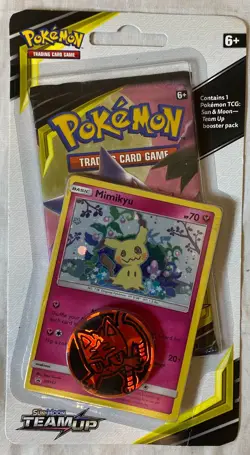 2019 POKEMON SUN & MOON TEAM-UP BOOSTER MIMIKYU SM163 COIN SEALED BLISTER PACK E - Image 1