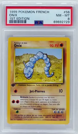 Pokemon 1st Edition Base Set French Onix 56/102 PSA 8 NM/Mint - Image 3