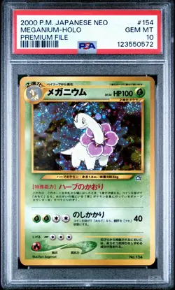 Pokemon TCFG Meganium No.154 Japanese Neo Premium File 1 Holo PSA 10 - Image 1