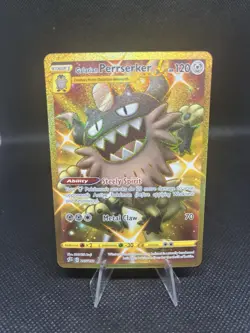 Galarian Perrserker 205/192 Gold Secret Rare Pokemon TCG 2020 Rebel Clash - Mint - Image 1