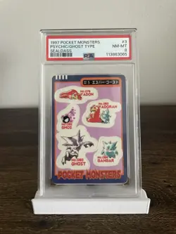 1997 Pocket Monsters Sealdass Series 1 #3 Psychic & Ghost Type PSA 8 - Image 1