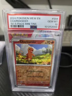 2024 POKEMON MEW EN-151 151 5-PACK MINI TINS #004 CHARMANDER PSA 10 - Image 1