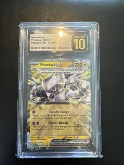 CGC Pristine10 Mewtwo EX 058/182 Paradox Rift Full Art Double Rare Pokemon Card - Image 1