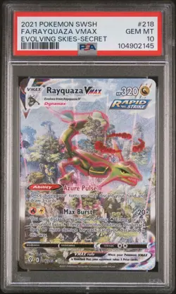 Pokemon 2021 Rayquaza VMAX 218/203 Alt Art Evolving Skies GEM MINT PSA 10 - Image 1