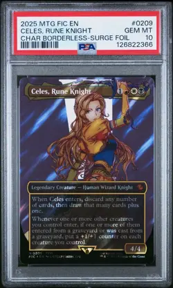 Celes, Rune Knight Final Fantasy x MTG Borderless Surge Foil GRADED PSA 10 ENG - Image 1