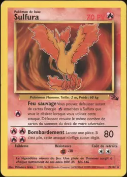 2000 Pokemon FRENCH Unlimited Fossil Sulfura-Moltres 27/62 EX - Image 1