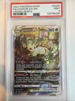 Leafeon VSTAR GG35/GG70 Crown Zenith: Galarian Gallery Holo PSA 9 Pokemon - Image 1