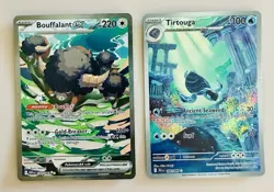 Pokemon Black Bolt White Flare Lot of 2 Illustration Rare’s Bouffalant Tirtouga - Image 1