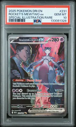 2025 POKEMON DRI EN-DESTINED RIVALS #231 TEAM ROCKET'S MEWTWO EX PSA 10 - Image 1