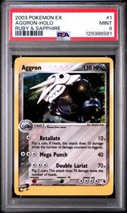 2003 Pokemon Ex Ruby & Sapphire #1 Aggron Holo Ruby & Sapphire PSA 9 MINT - Image 1