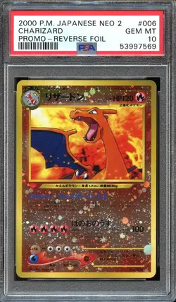 Pokemon 2000 Reverse Foil Charizard #006 Promo Neo 2 PSA 10 GEM MINT - Image 1