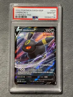PSA 10 Gem Mint Umbreon V SWSH203 Black Star Promo V Heroes Tin Pokemon Card - Image 1