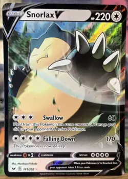 Snorlax V 141/202 Sword & Shield 2020 Ultra Rare Holofoil Pokemon TCG Card - NM - Image 1