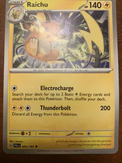 2023 POKEMON TCG PALDEA EVOLVED RAICHU 064/193 UNCOMMON ELECTRIC TYPE CARD - Image 2