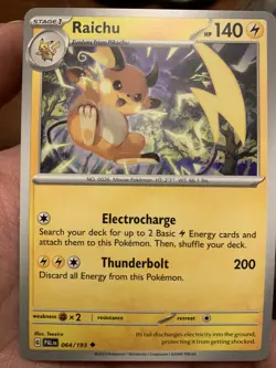 2023 POKEMON TCG PALDEA EVOLVED RAICHU 064/193 UNCOMMON ELECTRIC TYPE CARD - Image 3