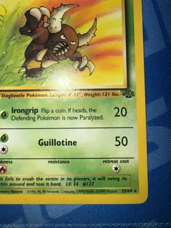 Pokemon TCG Pinsir Jungle Card 25/64 Regular Non-Holo Unlimited Rare Vintage LP - Image 4