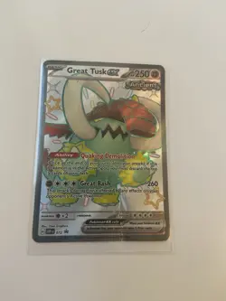 Great Tusk ex SVP072 Black Star Promo Full Art Shiny Holo Pokemon Card - Image 1