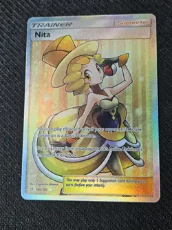 Nita Full Art Trainer - 180/181 - Team Up Sun & Moon Pokemon Card NM- - Image 1
