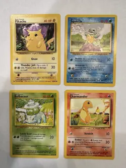 Vintage Pokemon Lot Of 4 Pikachu, Charmander, Squirtle, Bulbasaur Base Set LP-NM - Image 1