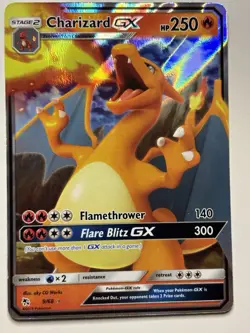 Pokemon TCG Card English Hidden Fates Charizard GX 9/68 Holo Rare - Image 1