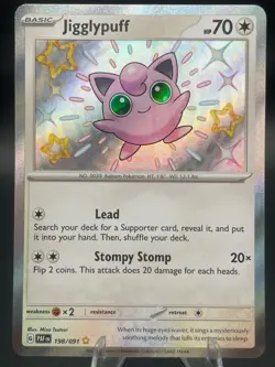 Pokemon Jigglypuff TCG Holo Card Paldean Fates Baby Shiny 198/091 NM Condition - Image 1