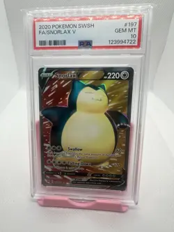 2020 POKEMON SWORD & SHIELD #197 FULL ART/SNORLAX V PSA 10 - Image 1