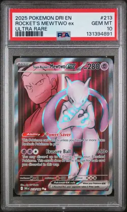 2025 Pokemon SV Destined Rivals DRI EN Team Rocket's Mewtwo ex #213/182 PSA 10 - Image 1