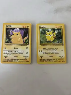 Yellow Cheek Pikachu 58/102 And Pikachu 60/64 Pokemon Vintage Cards - Image 1