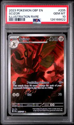 2023 POKEMON OBF EN-OBSIDIAN FLAMES ILLUSTRATION RARE #205 SCIZOR PSA 10 - Image 1