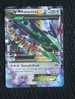 Pokemon TCG Mega M Rayquaza EX Holo Card 76/108 Roaring Skies - Image 1