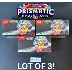 X3 Pokemon TCG Scarlet Violet Prismatic Evolutions Surprise Box LOT OF 3 BOXES! - Image 1