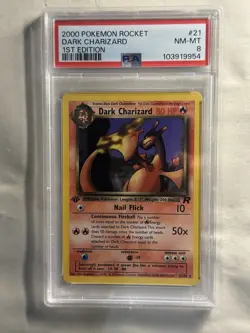 2000 Pokemon Team Rocket Dark Charizard 1st Edition Non-Holo PSA 8 MINT #21/82🔥 - Image 1