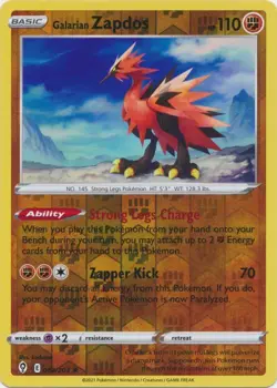 Reverse Holo Galarian Zapdos 082/203 Rare Evolving Skies Pokemon TCG - Image 1