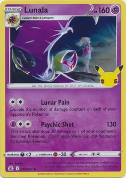 Holo Lunala 015/025 Rare Celebrations Pokemon TCG - Image 1