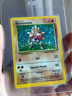 Pokemon Base Set Hitmonchan #7/102 Holo Rare LP - Image 1