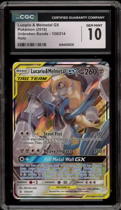 Pokemon Lucario & Melmetal GX Unbroken Bonds Holo Ultra Rare #120 CGC 10 - Image 1