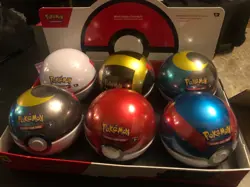 Set Of 6 Pokemon Pokeball Tins - SEALED WITH DISPLAY BOX D25 E25 - Image 1