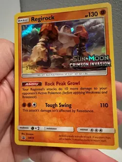 Pokemon Sun & Moon Crimson Invasion STAFF STAMP Regirock SM74 Promo NM 1010#272 - Image 1