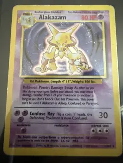 Pokemon TCG Alakazam Base Set Holo Card 1/102 Unlimited Holo Rare - Image 2