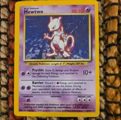 Pokemon Mewtwo TCG Base Set Holo Unlimited Rare Card 10/102 - Image 1