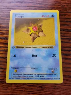 ⭐1st Edition Shadowless Staryu 65/102 Base Set Pokemon Card WOTC 1999 MP! - Image 1