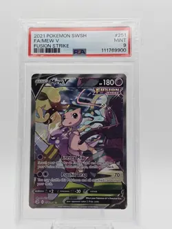 2021 POKEMON SWORD & SHIELD FUSION STRIKE #251 FULL ART/MEW V PSA 9 - Image 1