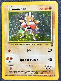 2000 Hitmonchan #8/130 Holo LP Rare Pokemon Base Set 2 Vintage WOTC - Image 1