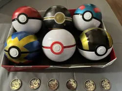 Empty Pokemon TCG Collector Poke Ball Tin Lot Of 6 - Image 1