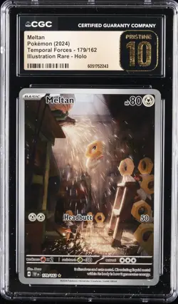 2024 POKEMON TEMPORAL FORCES ILLUSTRATION RARE HOLO #179 MELTAN CGC 10 PERFECT - Image 1