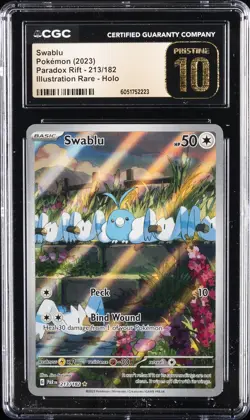 2023 POKEMON PARADOX RIFT ILLUSTRATION RARE HOLO #213 SWABLU CGC 10 PRISTINE - Image 1