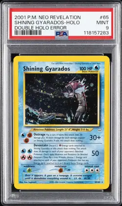 2001 POKEMON NEO REVELATION DOUBLE HOLO ERR #65 SHINING GYARADOS-HOLO PSA 9 - Image 1