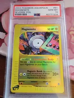 2003 Pokemon Aquapolis Magnemite Reverse foil PSA 10 - Image 1
