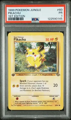 1999 POKEMON JUNGLE 1ST EDITION #60 PIKACHU PSA 1 - Image 1
