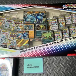 BUNDLE Pokemon Prismatic Evolutions Lucario & Tyranitar Premium Collection Box - Image 3